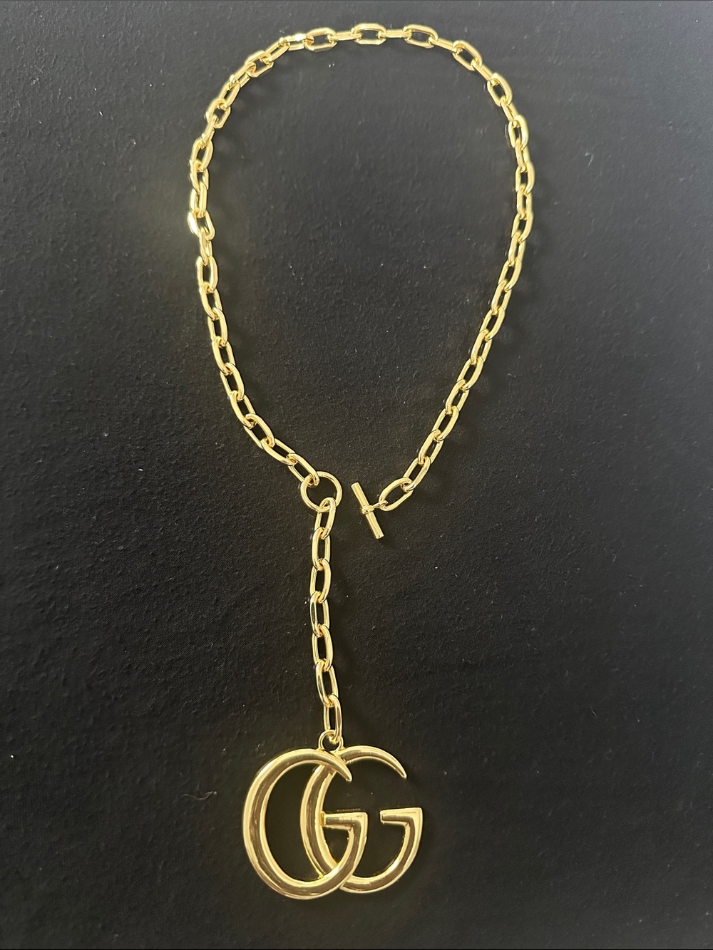 Gucci Gold-Tone Double-G Pendant Toggle Necklace - Women Jewelry